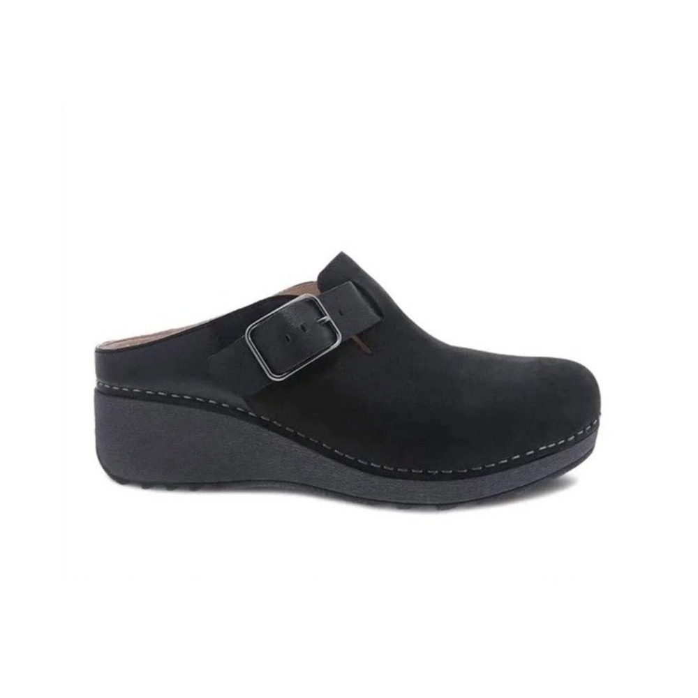 Dansko Caia Milled Nubuck Mules Slip On Clogs Buckle 38 EU 7.5 8 US NEW Comfort
